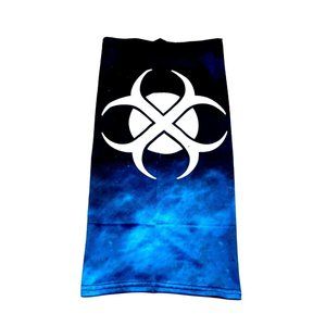 Face Mask Neck Warmer Gaiter Poly Spandex Teal White Design Cool Weather Outdoor